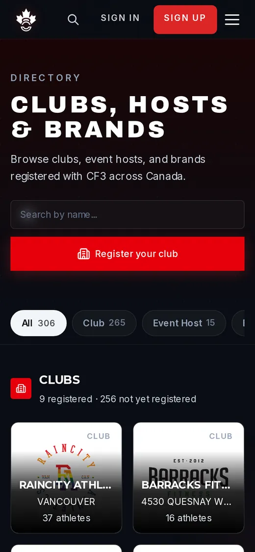 Every club is listed. Members get the full profile. on a phone