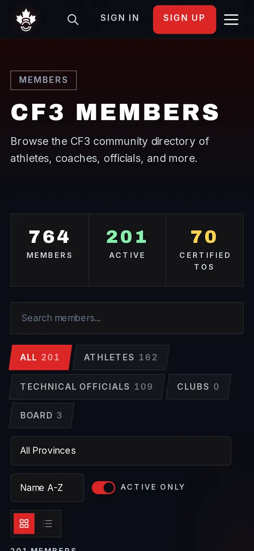 A public directory, with full profiles for members on a phone